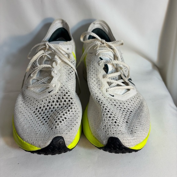 NIKE Sz 9.5 Vaporfly Zoom X White and Neon Yellow Breathable Running Shoes - Picture 2 of 16